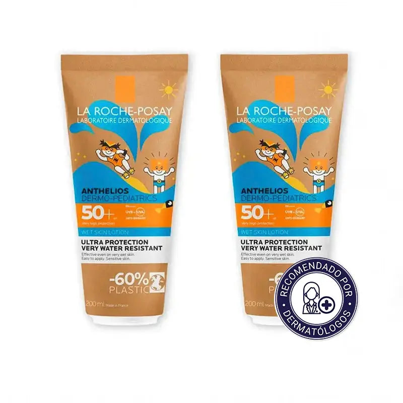 La Roche-Posay Anthelios Dermo-Pediatrics Milk-Gel Wet Skin SPF 50+ Sunscreen Kids, 2x200 ml