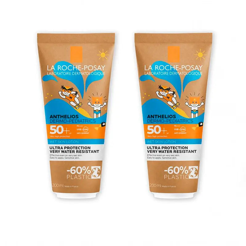 La Roche-Posay Anthelios Dermo-Pediatrics Milk-Gel Wet Skin SPF 50+ Sunscreen Kids, 2x200 ml
