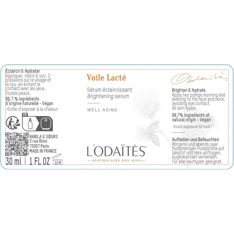 L'Odaïtès Facial Voile Lacté - Illuminating Serum , 30 ml