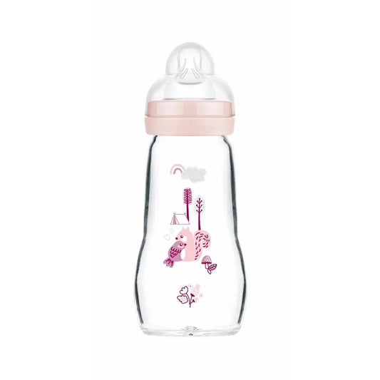 Mam Baby Crystal Baby Bottle Feel Good Matt Pink, 260Ml