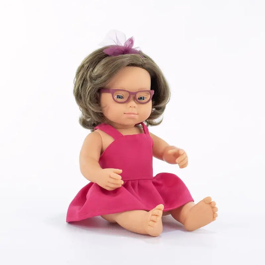 Miniland Down Syndrome Doll With Glasses 38 Cm My Friends & Me