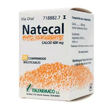 Natecal Calcium 600 mg 20 Chewable Tablets