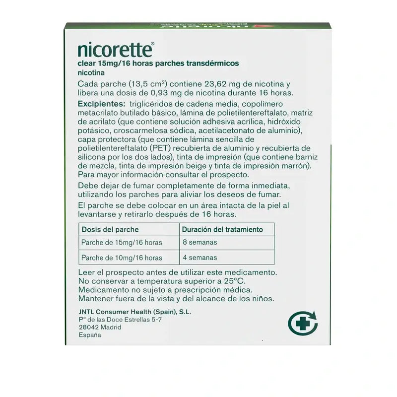 Nicorette Clear 15 mg/16 Hours, 14 Transdermal Patches