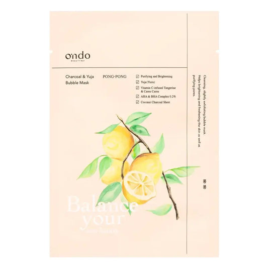 Ondo Beauty 36.5 Charcoal & Yuja Bubble Pong-Pong Mask, 25 g