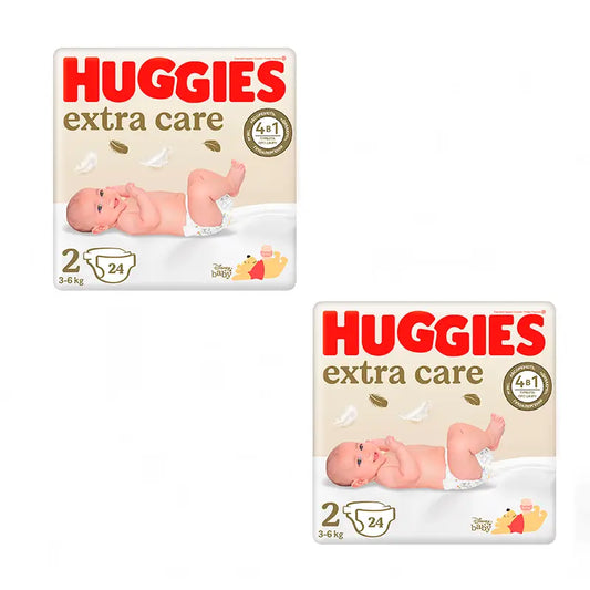 Huggies Extra Care Nappy Size 2 (4-6Kg), Pack 2 X 48 Units