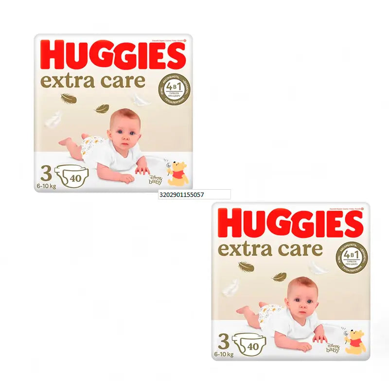 Huggies Extra Care Nappy Size 3 (5-9Kg), Pack 2 X 80 Units