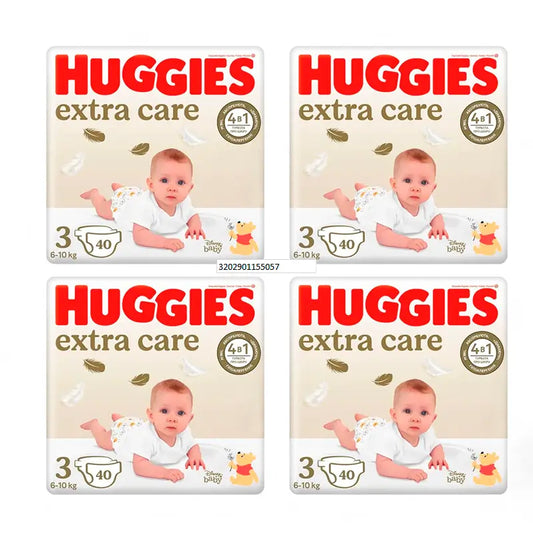 Huggies Extra Care Nappy Size 3 (5-9Kg), Pack 4 X 160 Units