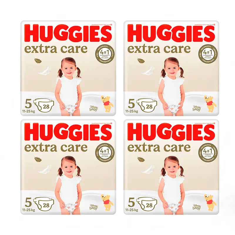 Huggies Extra Care Nappy Size 5 (11-25Kg), Pack 4 X 112 Units