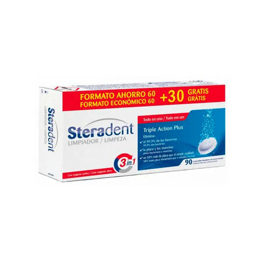 Steradent Triple Action Pack, 60 + 30 Tablets