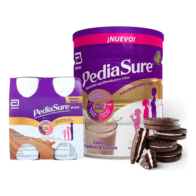 Pediasure Cookies & Cream + Drink Chocolate Children, 850 gr + 4 Bottles Chocolate x 220 ml