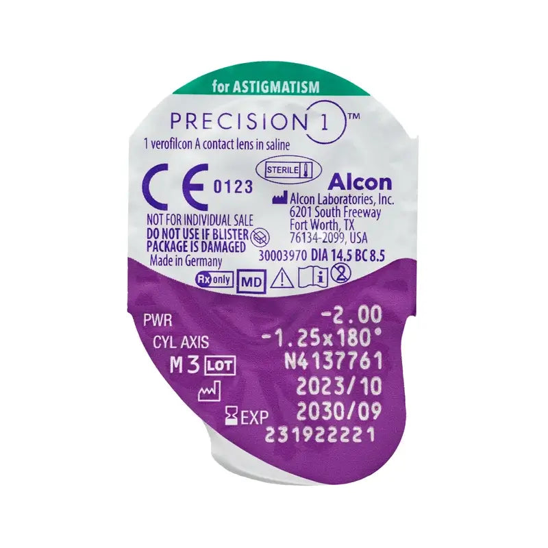 Precision1 Daily Toric Lenses , 90 units - -5.00, -1.25, 170, 8.8, 14.40
