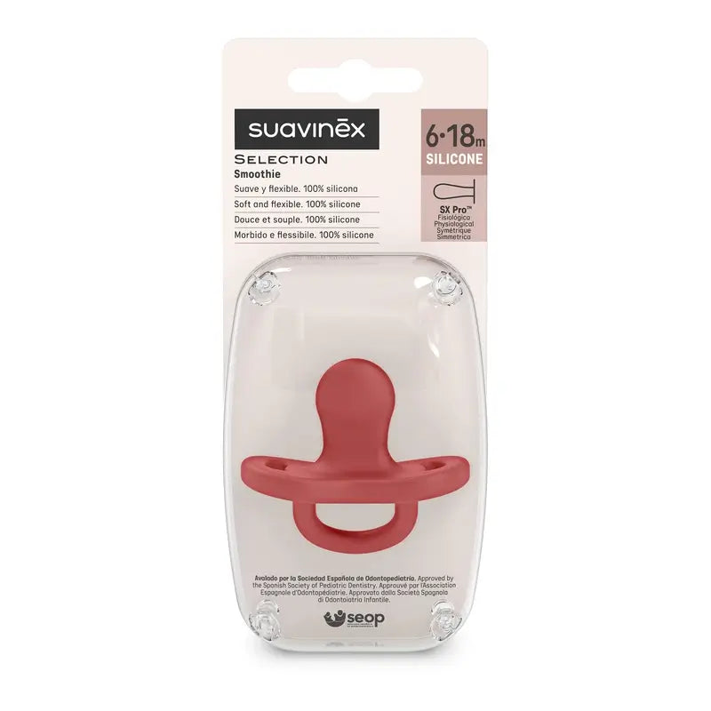 Suavinex Pacifier All Silicone Physiological Sx Pro, 6/18 Months, Chili Pepper