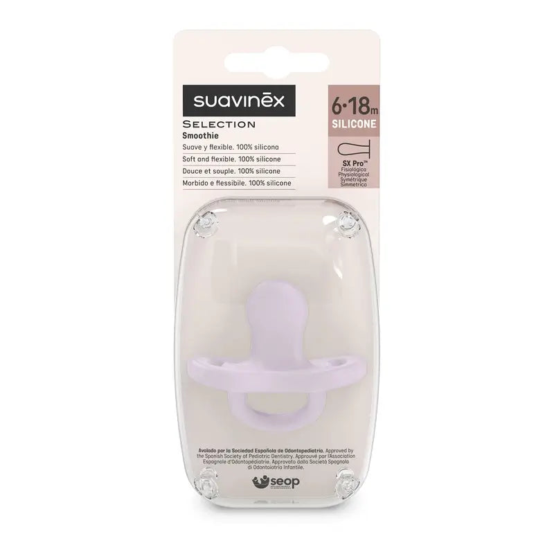 Suavinex Pacifier All Silicone Pacifier Sx Pro, 6/18 Months, Lavender