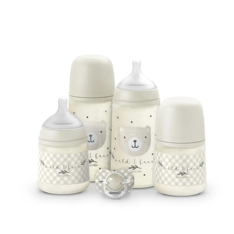 Suavinex Baby Bottles and Soother Gift Set Pink +0M Wild&Free Beige