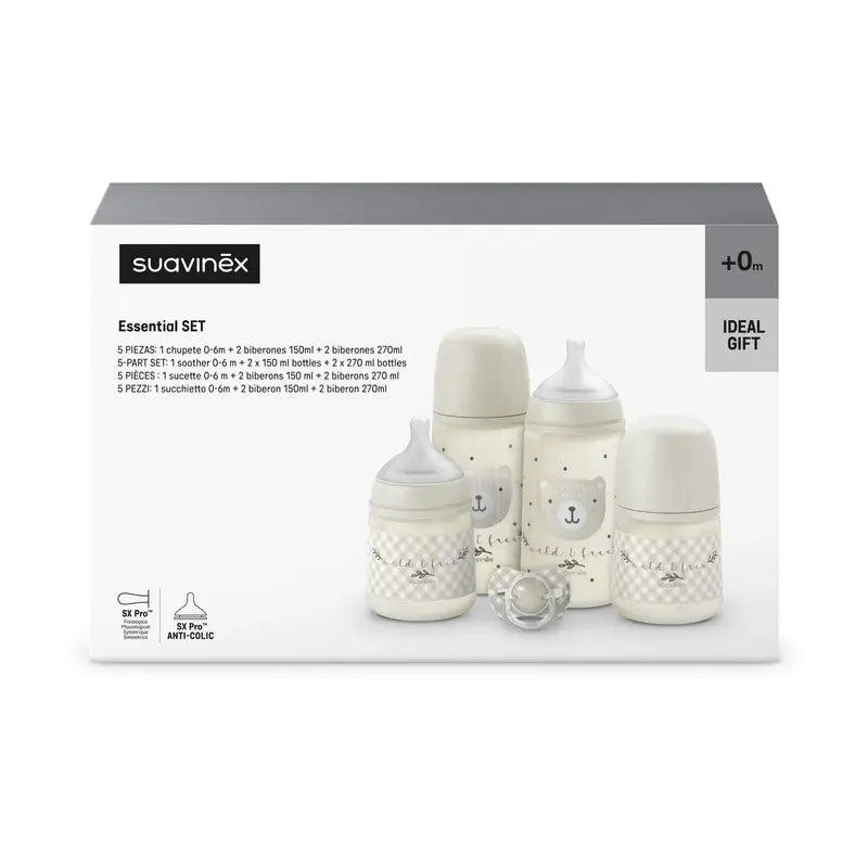 Suavinex Baby Bottles and Soother Gift Set Pink +0M Wild&Free Beige