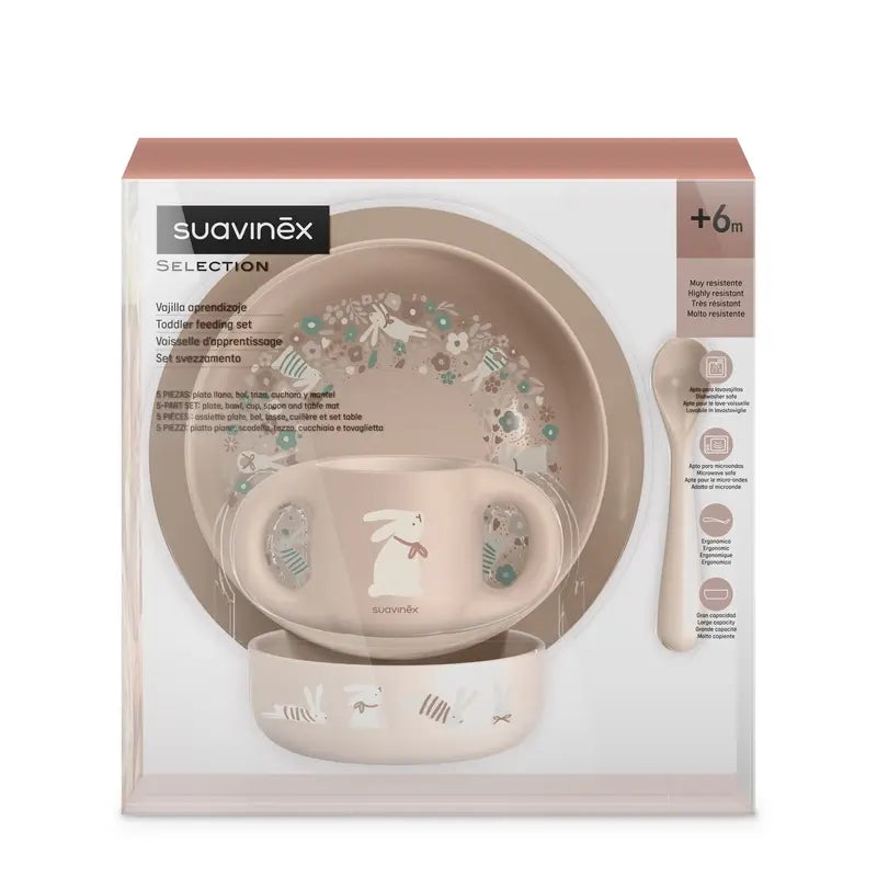 Suavinex Baby Tableware +6 Months, Pink