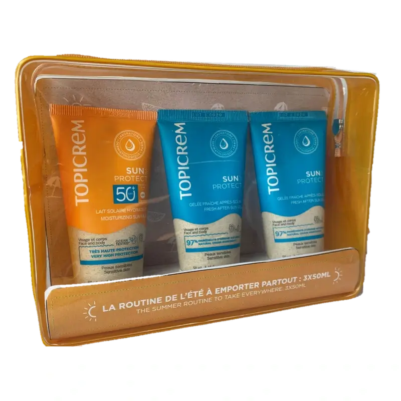 Topicrem Sun Protect Body Milk 50Ml + Aftersun 50Ml + Shower Gel 50Ml