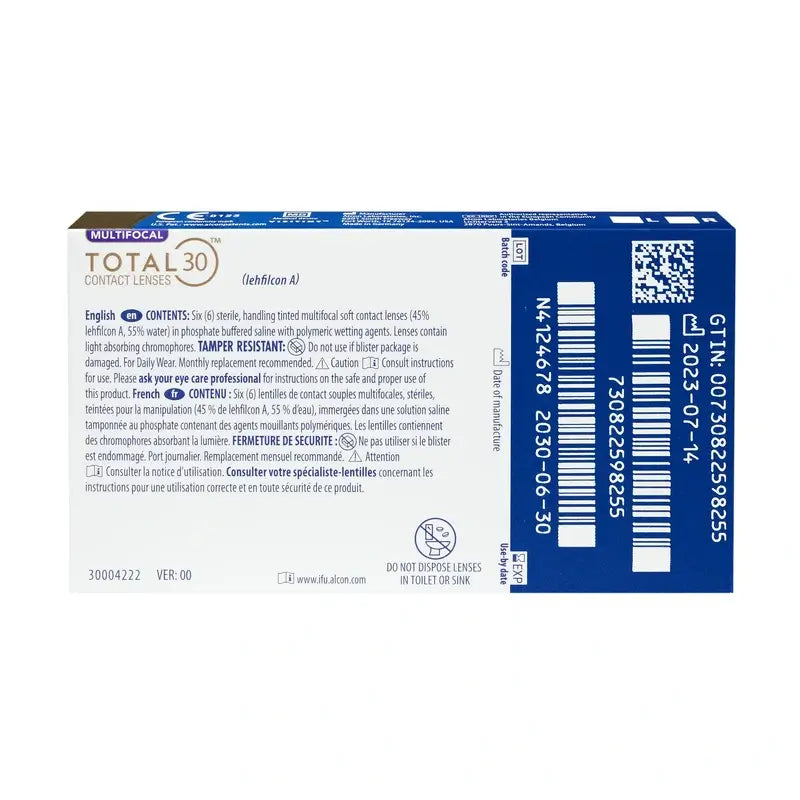 Total30 Multifocal Monthly Lenses, 6 units - -1.00, 8.4, High, 14.2