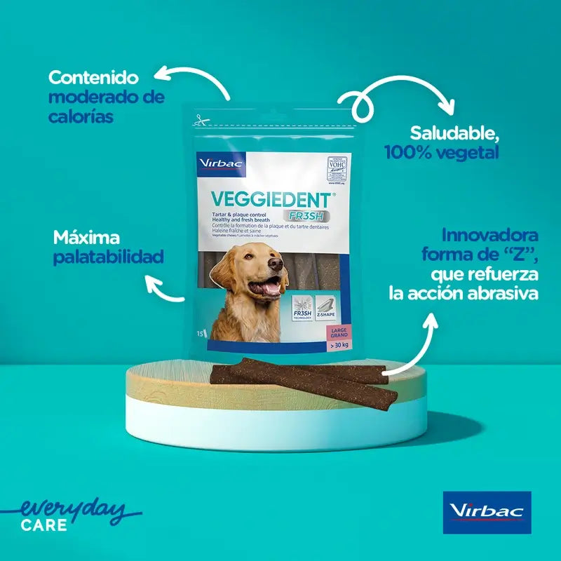 Virbac Veggiedent Fr3sh L, Dental Snacks for Large Breed Dogs
