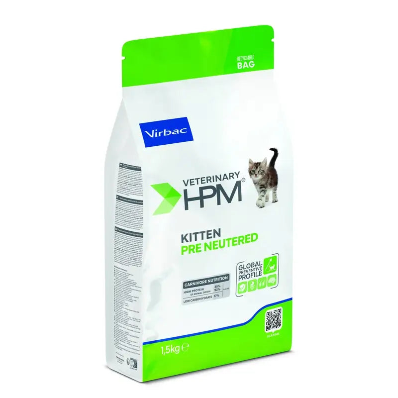 Virbac Veterinary HPM Kitten Pre Neutered Cat , 1.5 kg, cat food